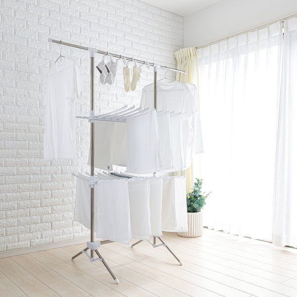 セキスイ ステンクラー物干しスタンド ta-100 タオル干しアーム40本にタオル中心に干す使用例